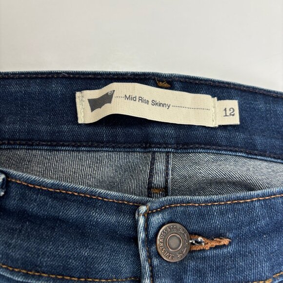 Levi's Mid Rise Skinny Women's size 12 Dark Wash Blue Denim Jeans - Picture 2 of 4